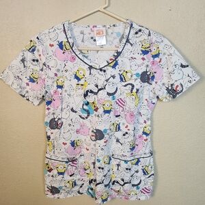 Despicable Me 3 Cartoon Minions Scrub Top Small (5303)